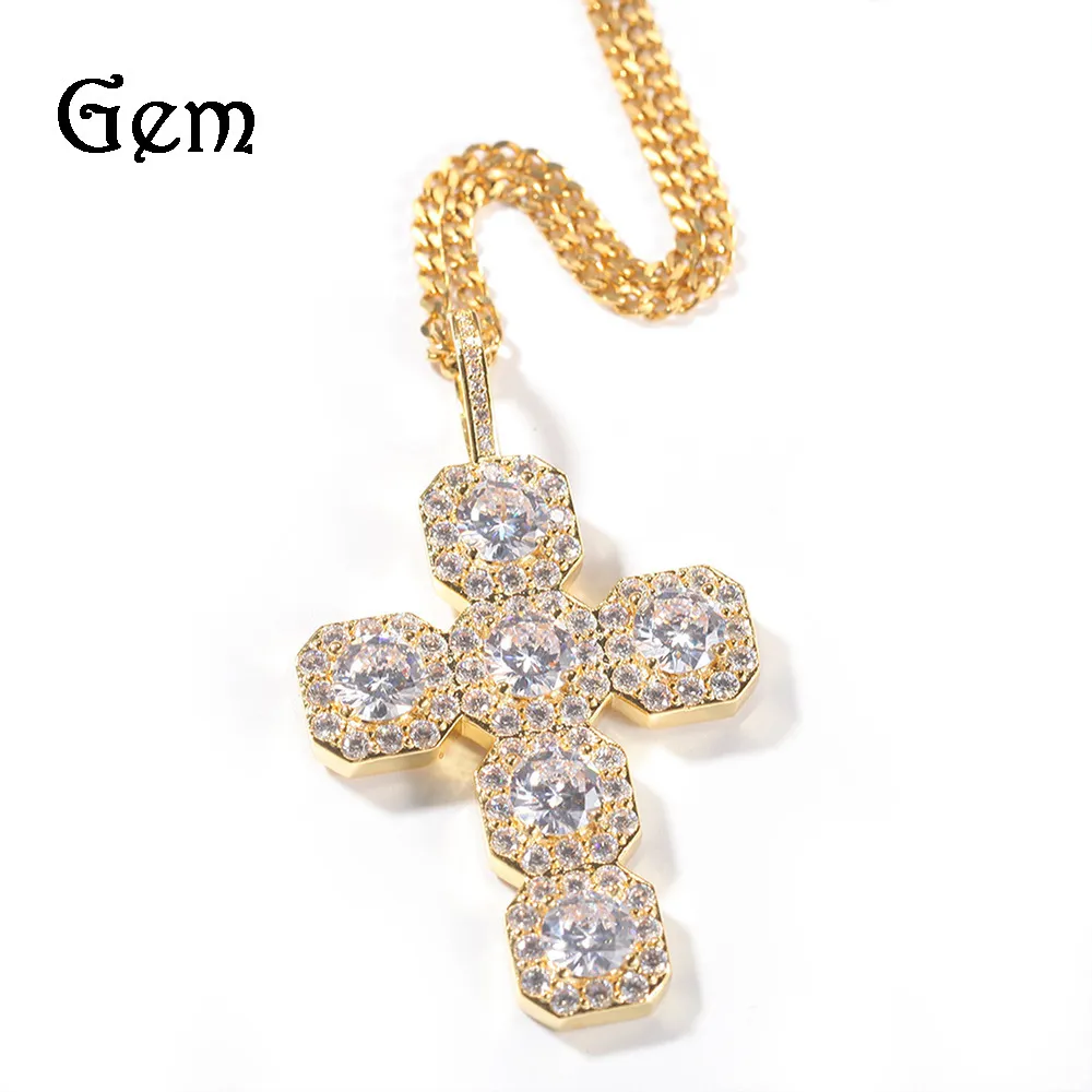 Hip hop croix pendentif cuivre incrusté de zircon simple hommes et femmes pendentif collier marée marque clavicule chaîne