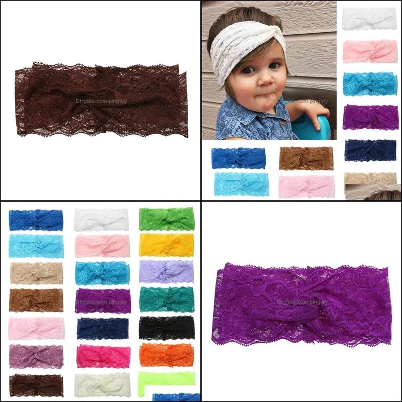 Kids Baby Girls Beautiful Lace Headband Turban Stretchable Knot Hairband for Hair Dressing