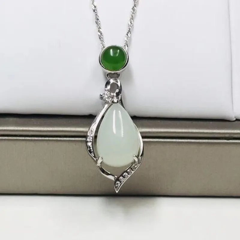 Pendentif en Jade blanc naturel, collier en argent 925, accessoires de fête, bijoux délicats, belle mode