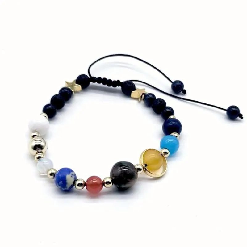 Link, Chain The Eight Planets Of Universe Bracelet Fashionable Beaded Braided Rope Adjustable Size