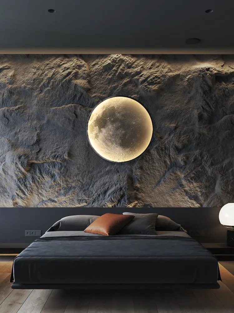 Lampada da parete Decorazione lunare per camera da letto Soggiorno Casa Design moderno Stile Divano Sfondo Interno Lampada da notte a LED