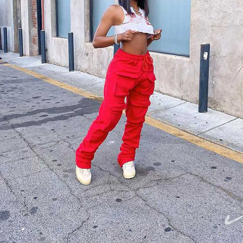 Red High Waist Tracksuit For Women Y2K Harajuku Joggers