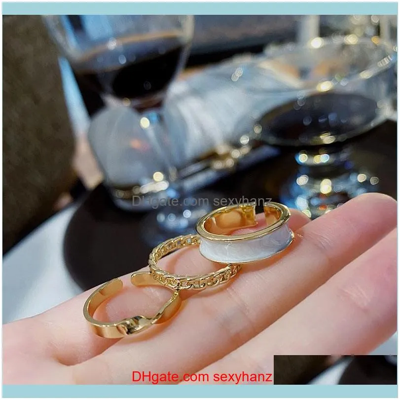 Fashion Simple Design Ring Vintage Gold Color Joint Rings Sets For Women Jewelry Korean Version Finger Cluster