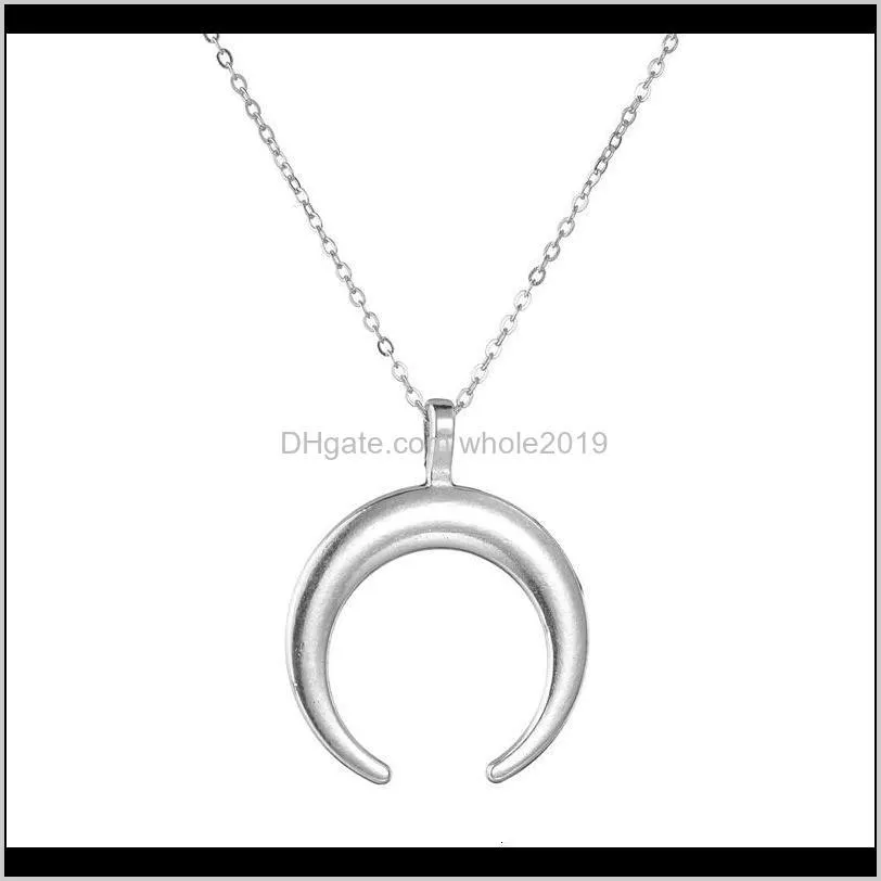 hot selling fashion jewelry white gold/gold colr moon simple pendant necklace party foe women girl1