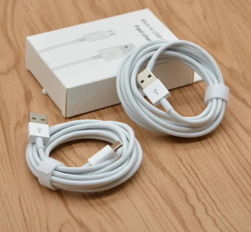 White PowerLine cables 2A Micro USB Type-C to USB 3ft 10ft 6ft Fast Charging cable with retail