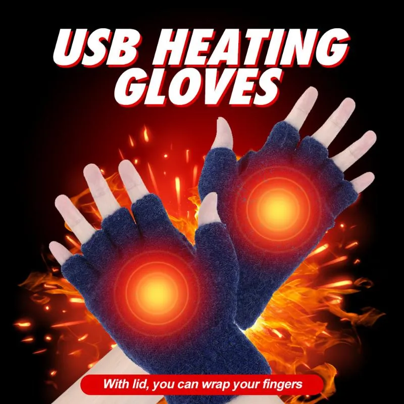 Gants de Ski 4 Couleur 5V USB Chauffé Hiver Respirant Alimenté par Batterie Motocross Moto Tricoté Chauffage