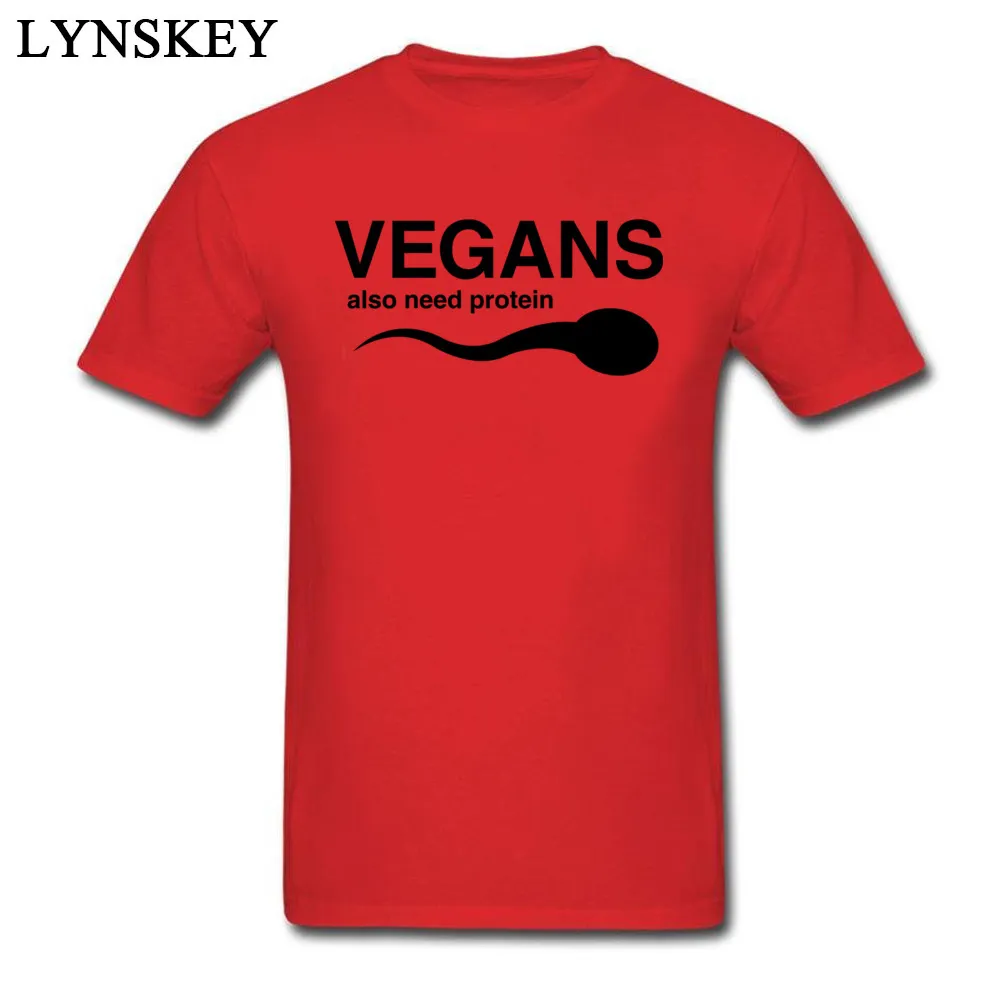 Design T Shirts Company Round Neck Vegans Also Need Protein 100% Cotton Adult Tops Shirt Design Short Sleeve Tee-Shirts Vegans Also Need Protein red