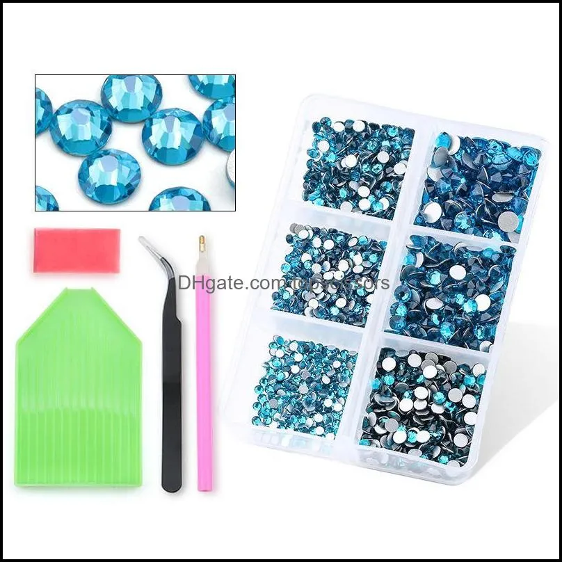 Grids/box Flat-Back Ab Rhinestones Nail Art Decorations Mixed Colors Multi Size Crystal Strass 3D Charm Gems For DIY Manicure1