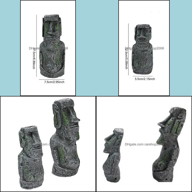 new Resin Artificial Aquarium Easter Island Statue Ornament Underwater Landscaping Craft Ornaments Fish Tank Decoration Accessories