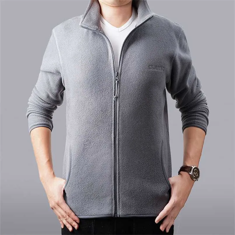 Men's Jacket Slim Fleece Tactical Sweater Casual Turn-Down Collar Zipper Solid Jacket Male veste Warm Winter Coat men's clothing 211029