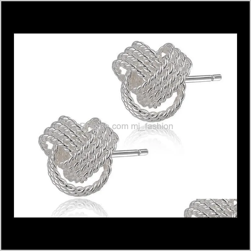 fashion jewelry shining twist stud 925 silver earings stud unisex earring jewelry mix 4styles stud earrings 1591