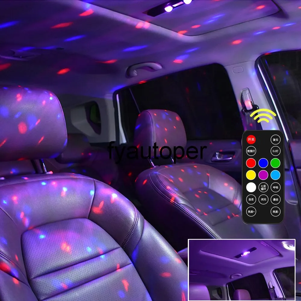 أضواء جو السيارة الأنوار المحيطة مصباح متعدد الألوان USB إيقاع الغلاف الجوي مصباح مصباح كهربائي محمول للسيارة