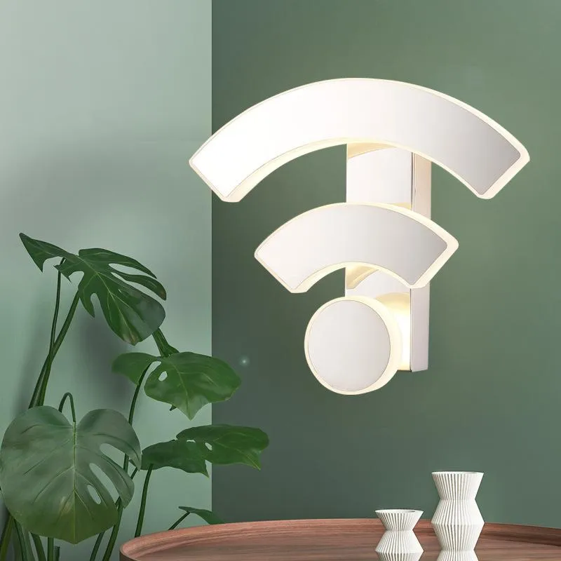 Lampy ścienne Proste i kreatywne lampa akrylowa Wi -Fi LED Modern White Syceal Bedside El Asle WF508926