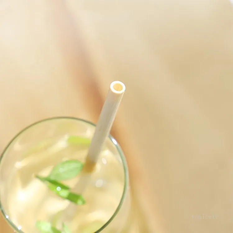 Dryck Dricka Straws Mjölk Te Naturlig Bambu Straw Bambu Färg Bärare Kök Kaffeverktyg 7mm * 200mm T2i51870