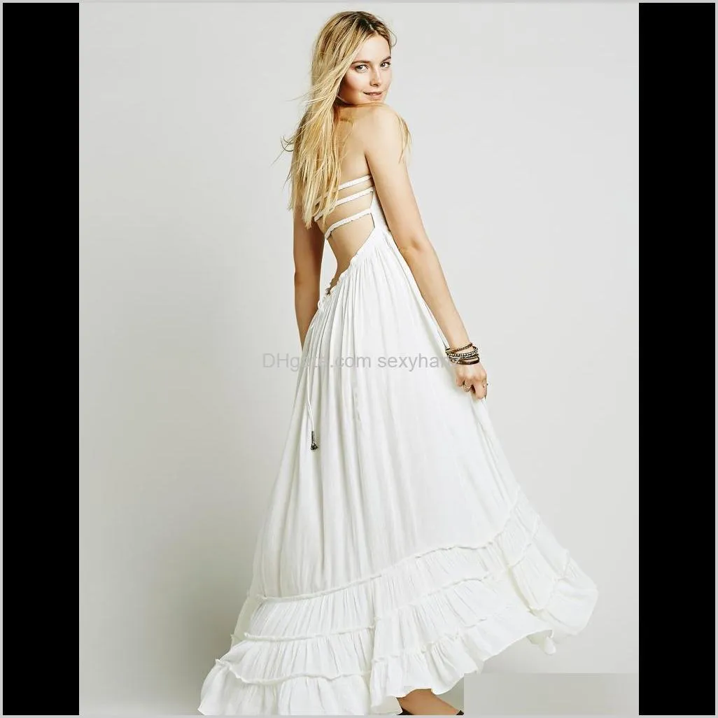 2021 beach dress sexy dresses boho holiday summer long backless cotton women party hippie chic vestidos mujer white dress1