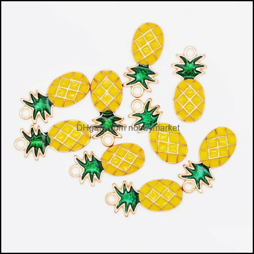 10pcs/lot DIY Jewelry Enamel Pineapples Charms For Jewelry Making Earrings Crafting Pendants Necklaces Charms 11*24mm