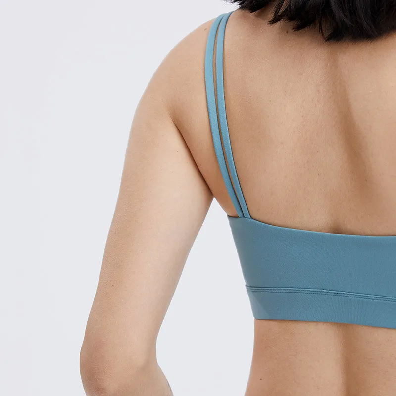 Breathable Wire Padded Push Up Square Neck Sports Bra For Women