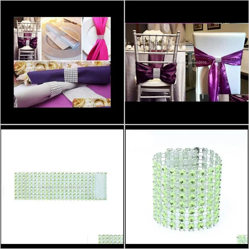 100pcs/lot plastic rhinestone wrap green napkin ring new napkin rings chair buckle hotel wedding supplies home talbe decoration1