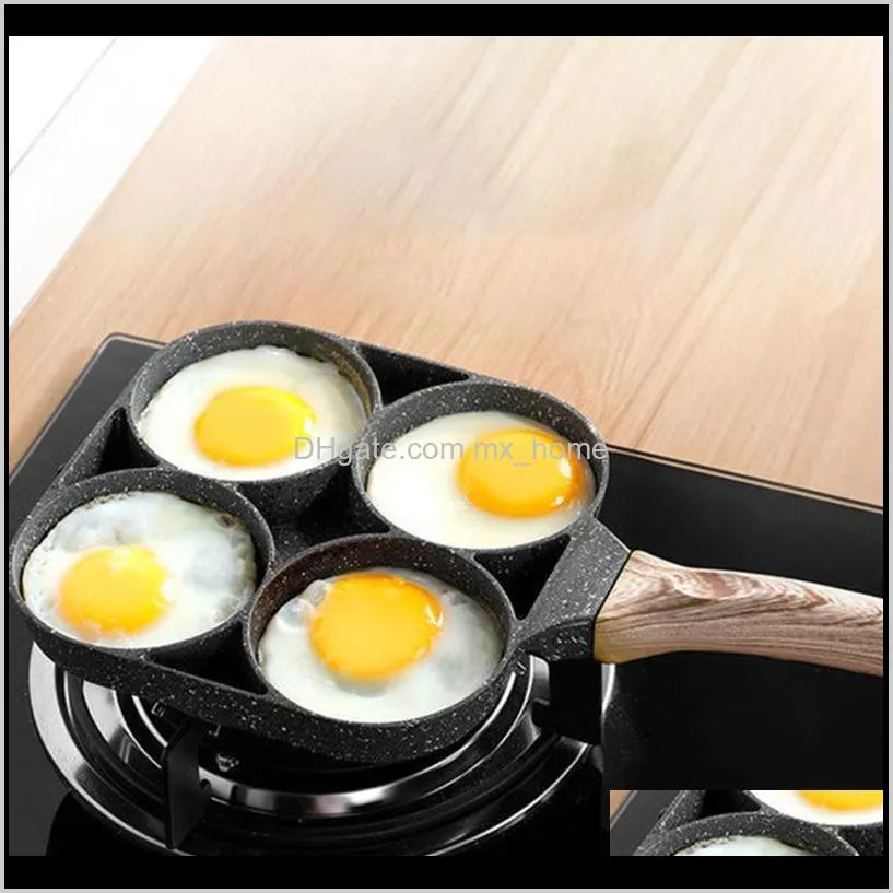 yomdid four-hole frying pot egg pancake frying pan thickened omelet pan for fried eggs potato cakes burgers kitchen cookware