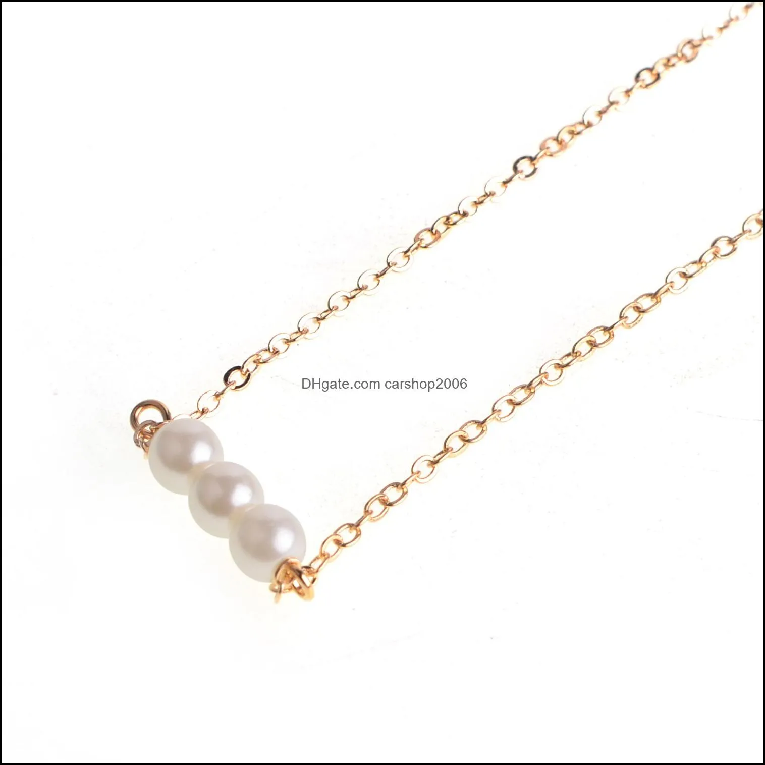 Women`s Multilayer Necklace Simple Long Rod Pendant Pearl Beaded Necklace