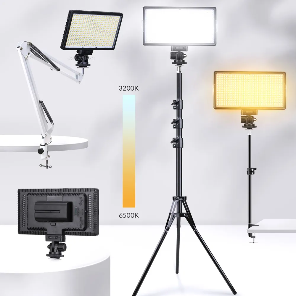 Éclairage 8 pouces LED Photo Studio Light 3200-6500K pour Youbute Game Live Video Lighting Portable Video Recording Photography Panel Lamp