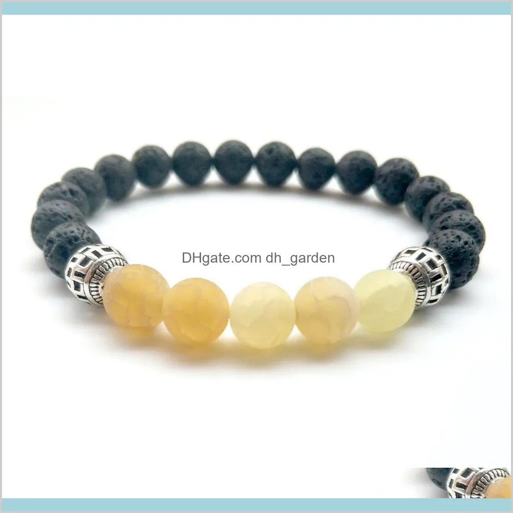newest 8mm natural black lava stone colorful weathered beads bracelet  oil perfume diffuser bracelets women men yoga jewelry