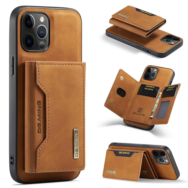 leather strong magnetic pair suction wallet cases For iPhone Mini 13pro 12 Pro 12pro 11 11pro