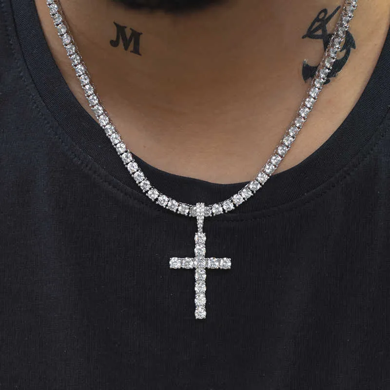 Hip Hop Dad Jewelry: Iced Out Cross Tennis Chain With Hip Hop Dad Jewelry: Iced Out Cross Tennis Chain With