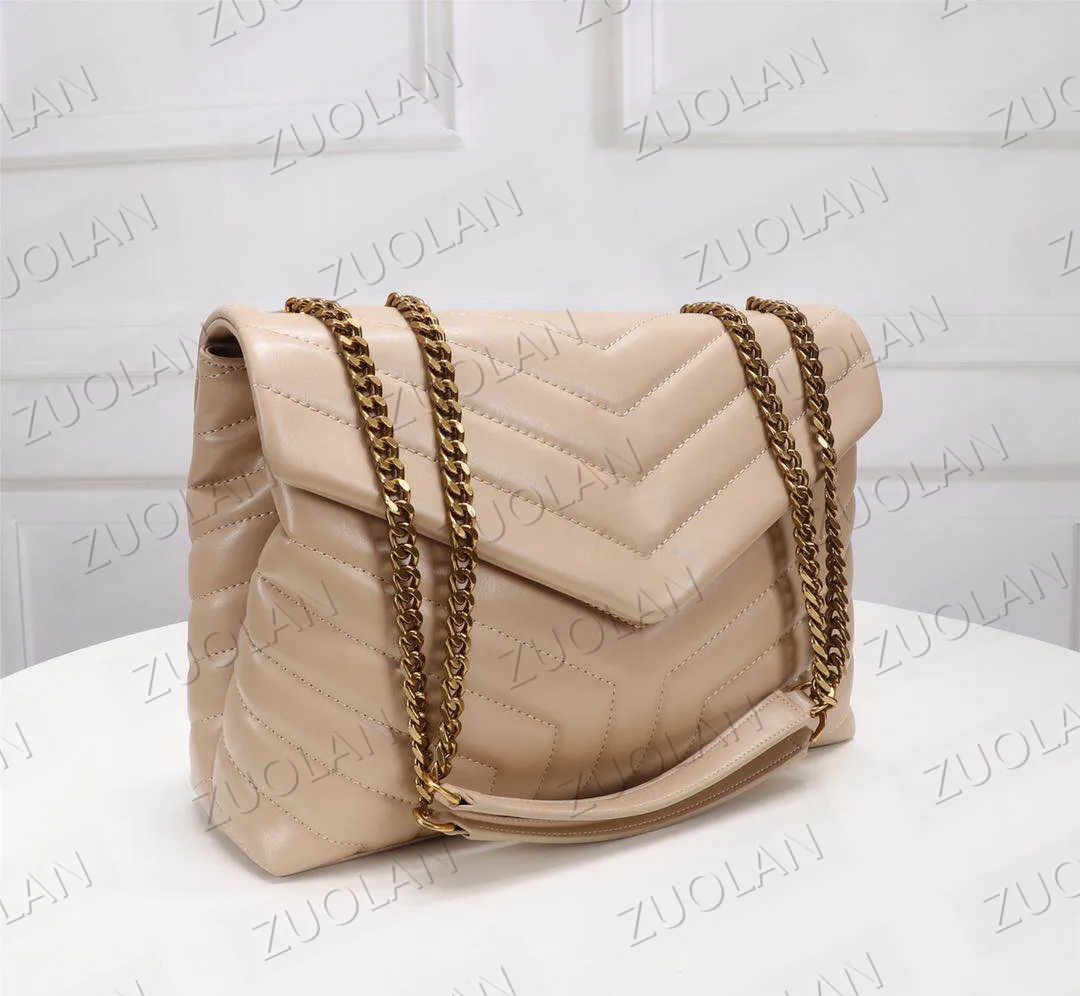 Designer handbags HOT square fat LOULOU chain bag real leather women`s handbag large-capacity shoulder bags 25cm and 32cm top quality quilted messenger bag