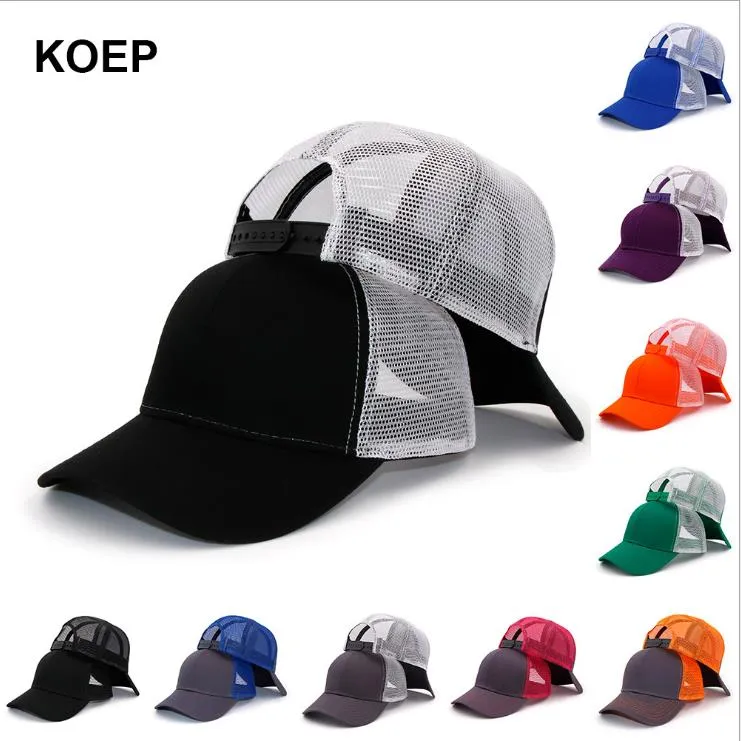 Unisex Cap Plain Mesh Baseball Caps Justerbara Snapback Hats Hip Hop Trucker Cap Fashion Blank Trucker Keps 15 Färger DW5354