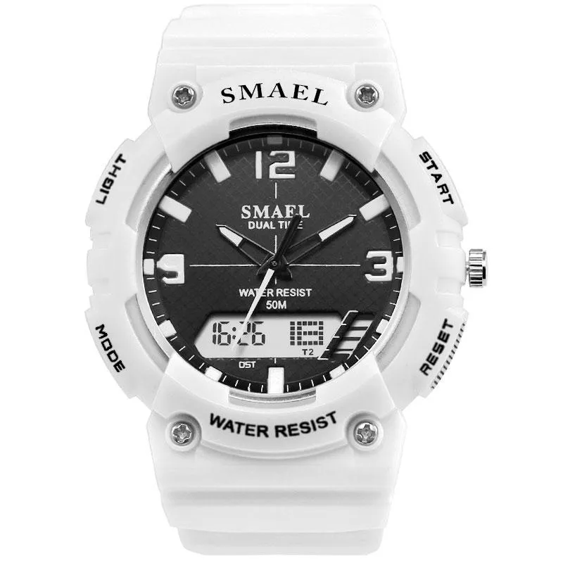 男性は白いスポーツウォッチを導きましたデジタル50M防水カジュアルS男性時計1509 Relogios Masculino男の腕時計