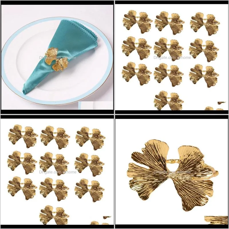 10pcs/lot vintage ginkgo leaf napkin buckle ring forest series wedding rings