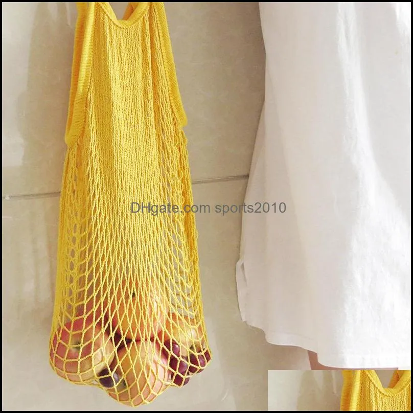 Fashion String Shopping Fruit Vegetables Grocery Bag Shopper Tote Mesh Net Woven Cotton Shoulder Bag Hand Totes Home Storage Bag