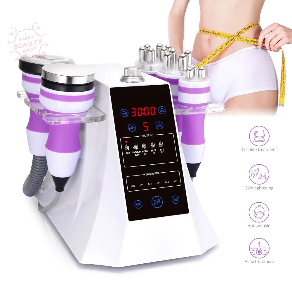 5 1 초음파 40K Cavitation 진공 RF 바디 슬리밍 피부 리프팅 미용 기계