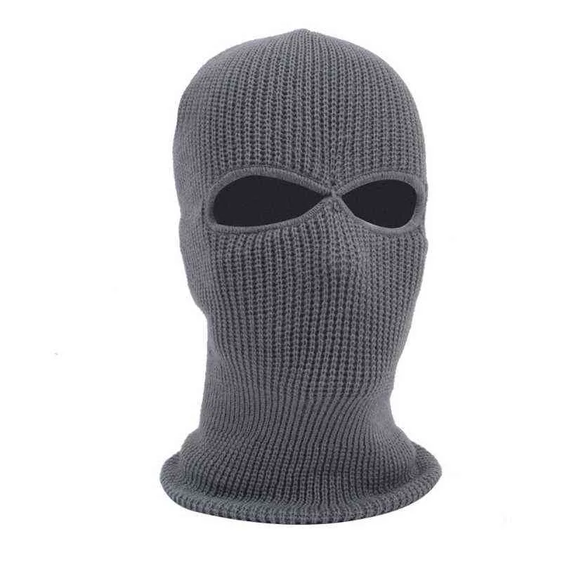2-Hole Knit Ski Mask Balaclava Hat Winter Full Face Cover Neck Gaiter Beanie Cap X7YA Y21111