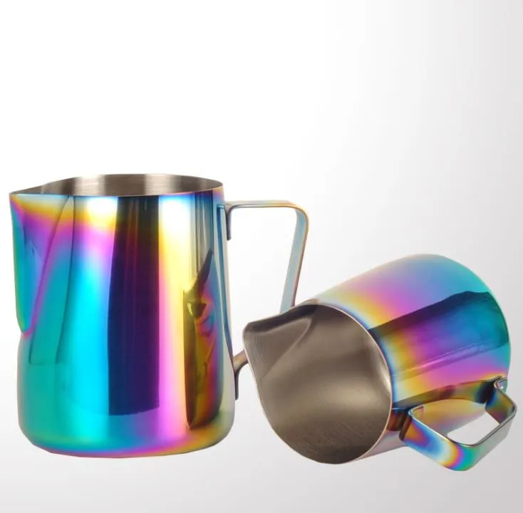 ステンレス鋼のコーヒーポットカラフルなプルフラワーコーヒー - ピッチャーミルク水の鍋ややかんティーポットカップマグドリンクウェア350ml 600ml SN2973