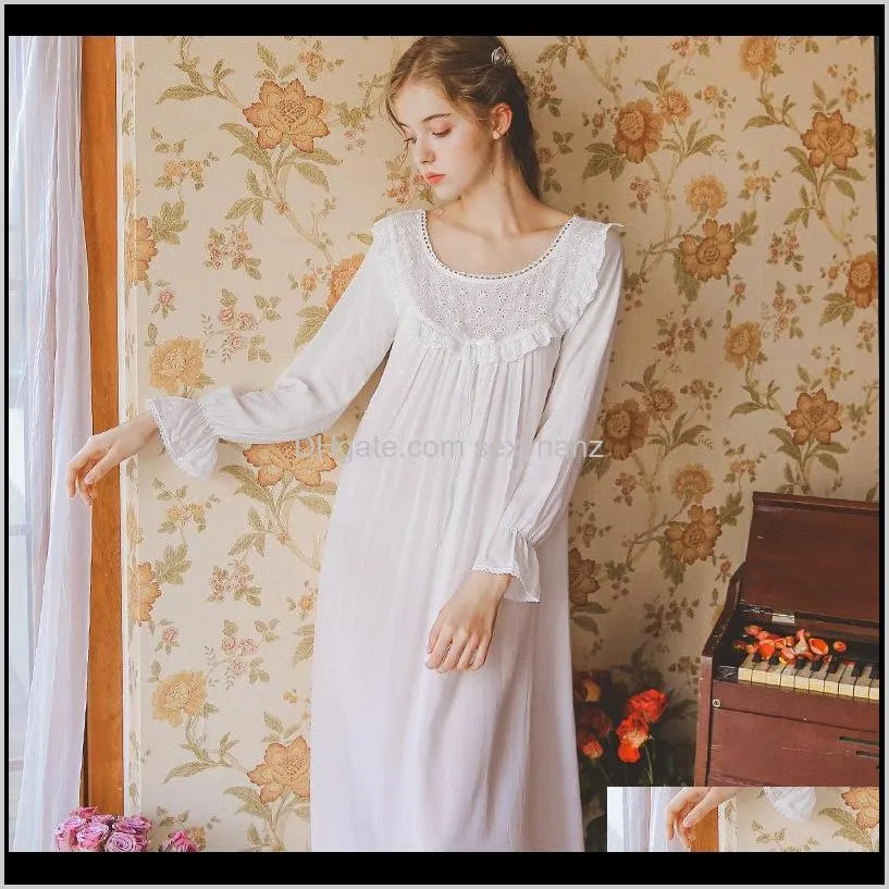 autumn nightgown sleepwear long sleeve nightgown girl women nighty white pink nightdress ladies nightwear home dress comfortable1