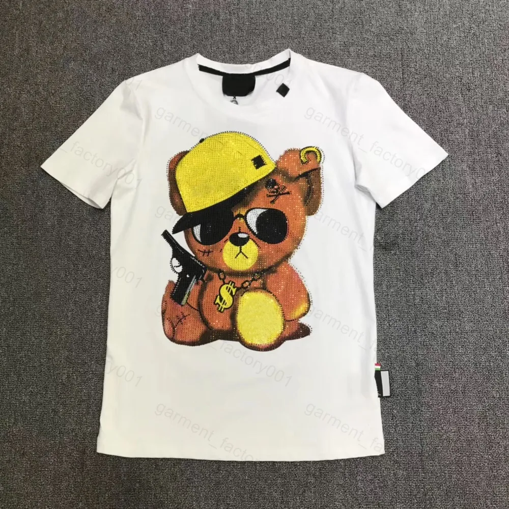 Phillip Plain Men designer PP Skull Diamond t shirt Short sleeve Dollar Brown bear Brand tee O-Neck high Quality Skulls TShirt tees tops 21