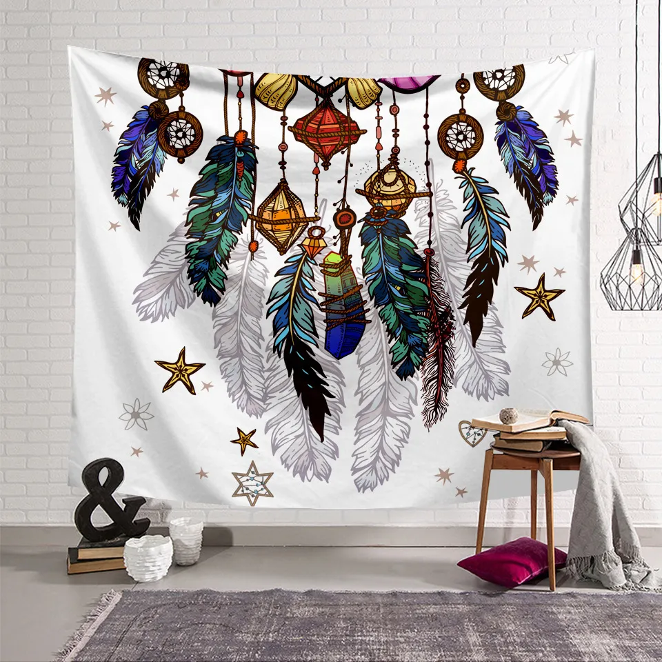 150 * 200 cm 7 Design Poliestere Bohemian Tapestry Piuma Asciugamani da spiaggia Rettangolo Tiro Yoga Mat Asciugamano Soggiorno Wall Hanging Decor Cloth