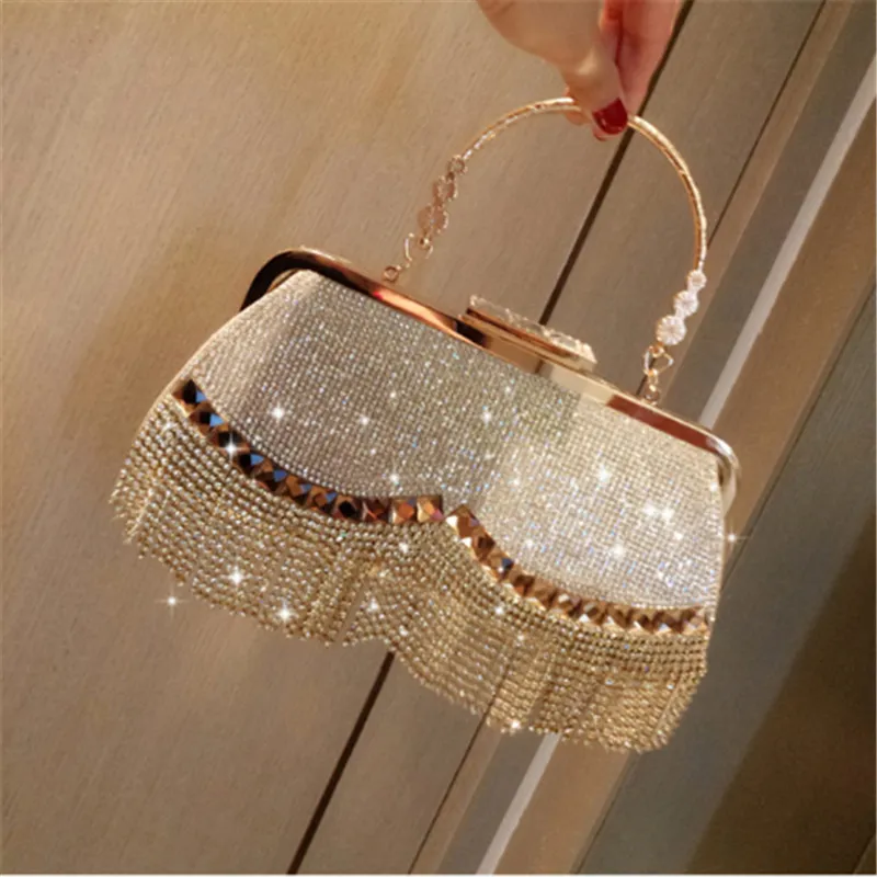 Womens Handbag Pearls Crystal Clutch Purses Evening Clutch Bag Rhinestone  Ring | eBay