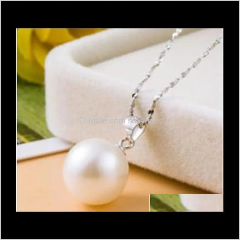 high quality 925 sterling silver 12mm pearl pendant necklace choker with chain fashion silver jewelry 