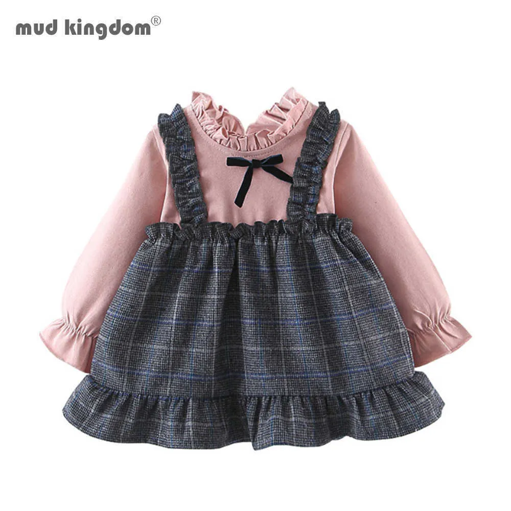 Mudkingdom bebê vestido de outono de manga comprida vintage ranhura andorinha gird princesa roupas 210615