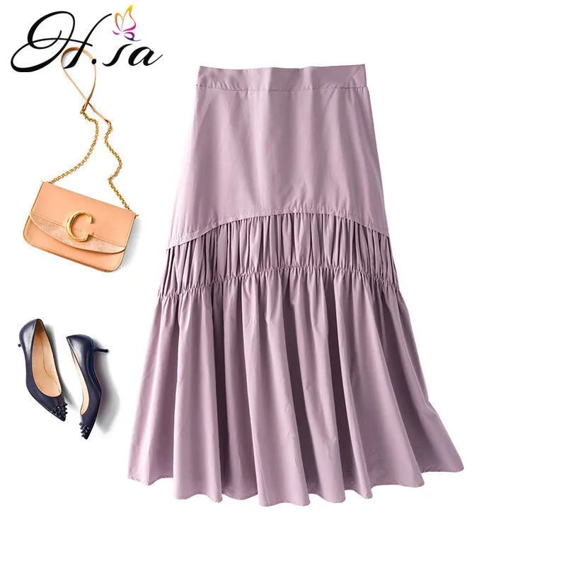 Hsa printemps été 3 couches longues Tulle femmes Style coréen drapé soleil école taille haute Midi jupe plissée femme 210417