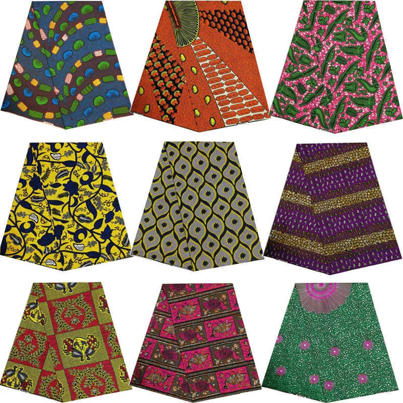 Ankara African Prints Batik Fabric D Veritable Vax 100% Polyester Tissu Hög kvalitet för klänning Handmake dekoration DIY 210702