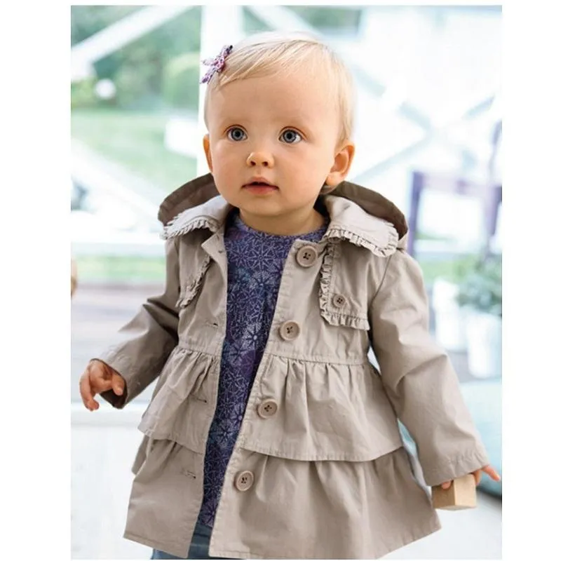 Coat Hooyi Children Tench Hoodies Grey Baby Girl Kids Jacket Clothes Outfits Trench Outerwear Hooded Jumper 1-5Y