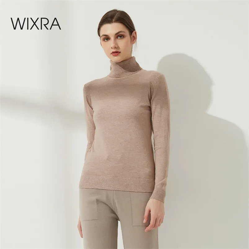 Wixra vroege herfst trui jumper turtleneck tops truien casual truien dames lange mouwen plus size kleding 210805