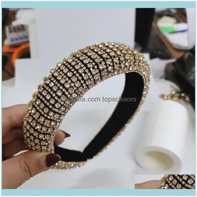 Womens Baroque Headband High-grade Hairband Colorful Rhinestone Headwrap Hair Band Hoop Headwear White Bands Accessories1