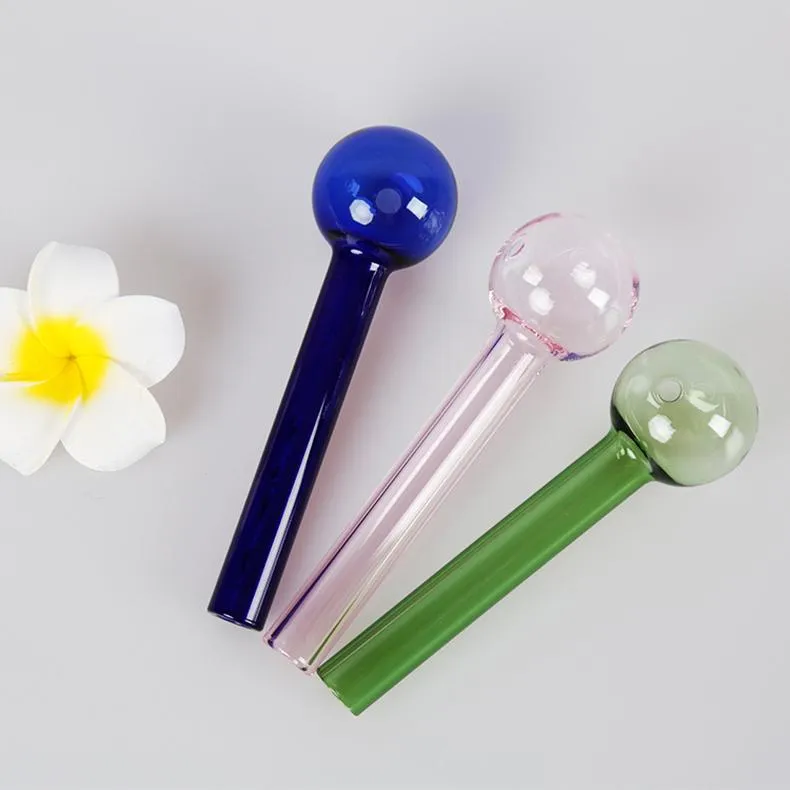 Pyrex Glass Oil Burner Smoking Pipe Dab Rig Tobacco Water Pipes 10CM Bongs Heat Resistant Colorful Hand Cigarette Holder High Borosilica Material DHL Free