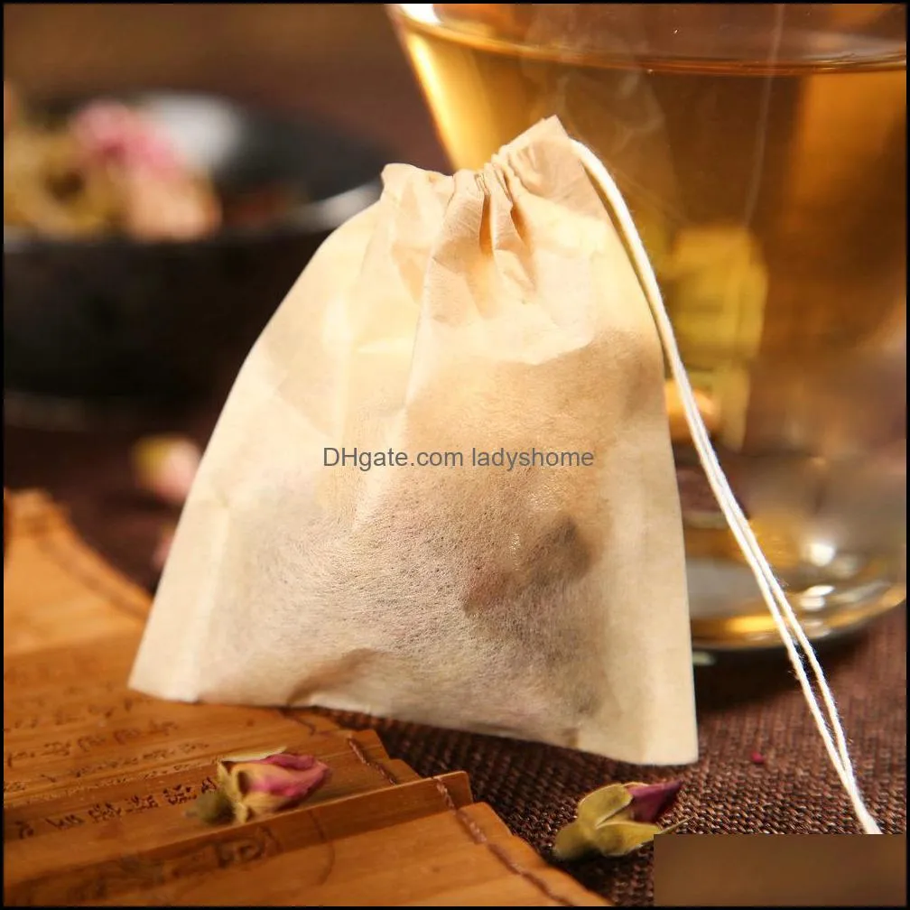 Tea Bag Filter Paper Bags Heat Seal Teabags Tea Strainer Infuser Wood Drawstring for Herb Loose Tea 3 Sizes HWB8485