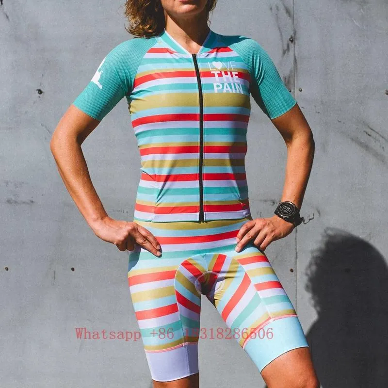 Rennsets Love The Pain Damen Radtrikot Anzug USA Pro Uniform Sommer Bike Set Straßenhemden Shorts MTB Ciclismo Team Ropa Maillot